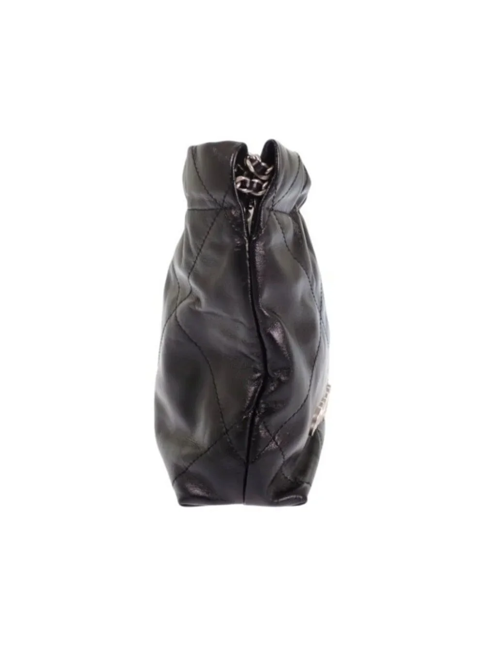 Chanel 22 Mini Shoulder Bag Shiny Calfskin Black Silver
